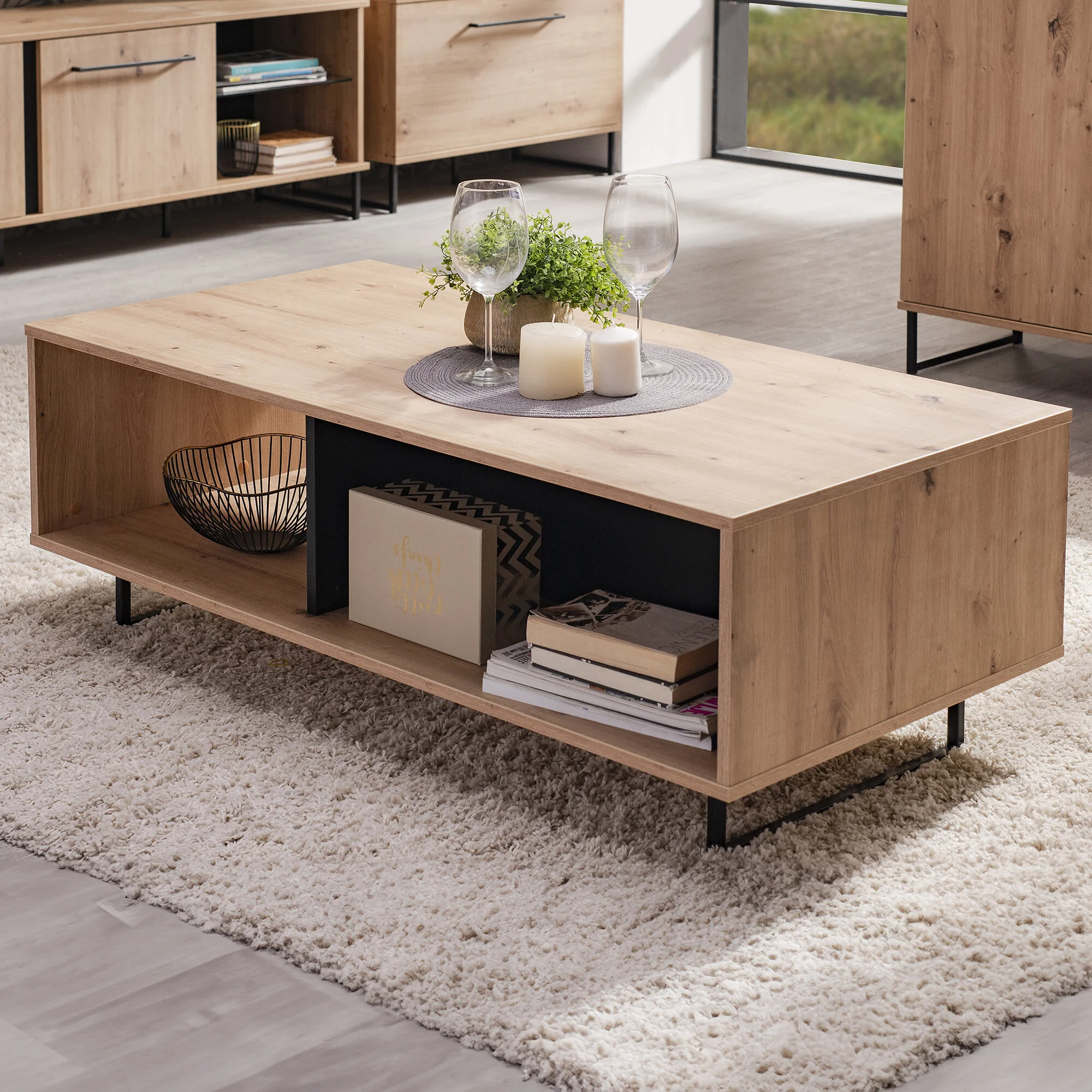 Dorel SARDINIA Club Table Artisan OakBlack view 2