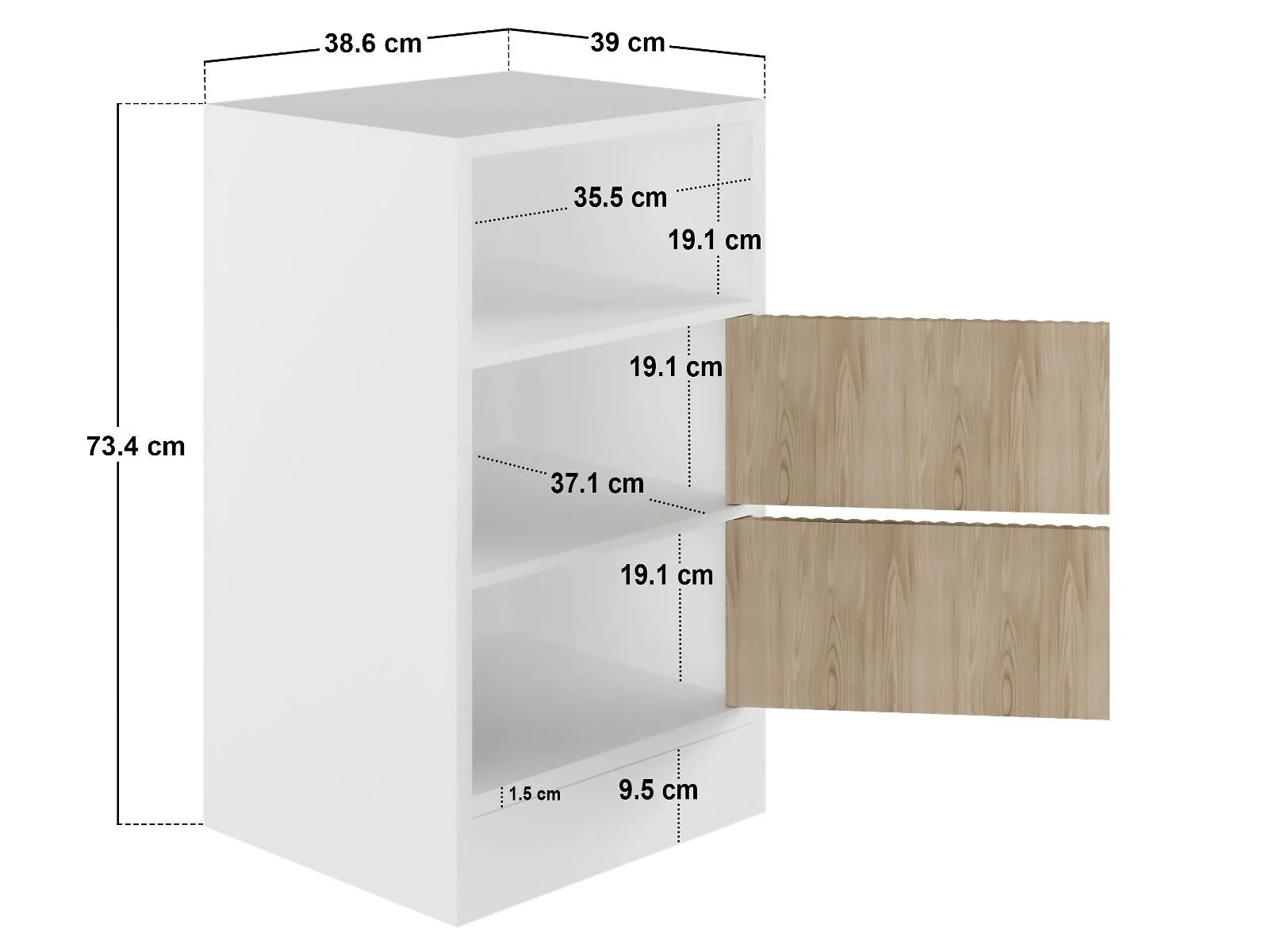 Flair Luca 3 tier storage unit with ribbed doors - view 5