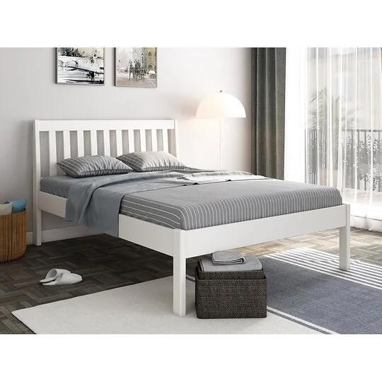 Noomi Elsie Solid Wood Bed White