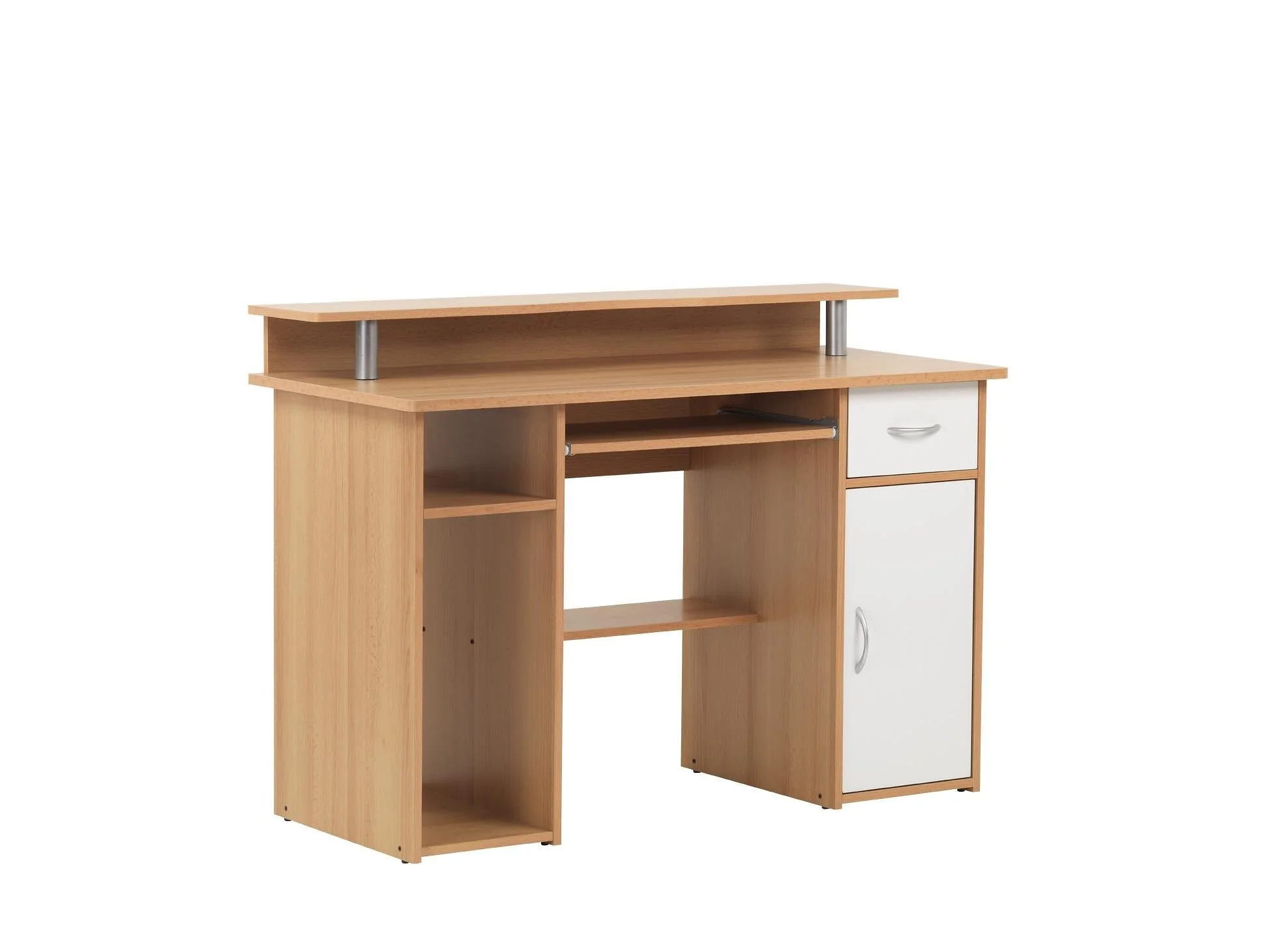 Dorel Albany Beech Desk with 1 Drawer and 1 Door in White Naturel
