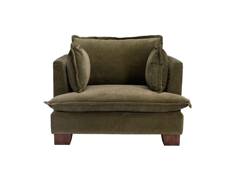 LPD Suffolk olive green chenille armchair