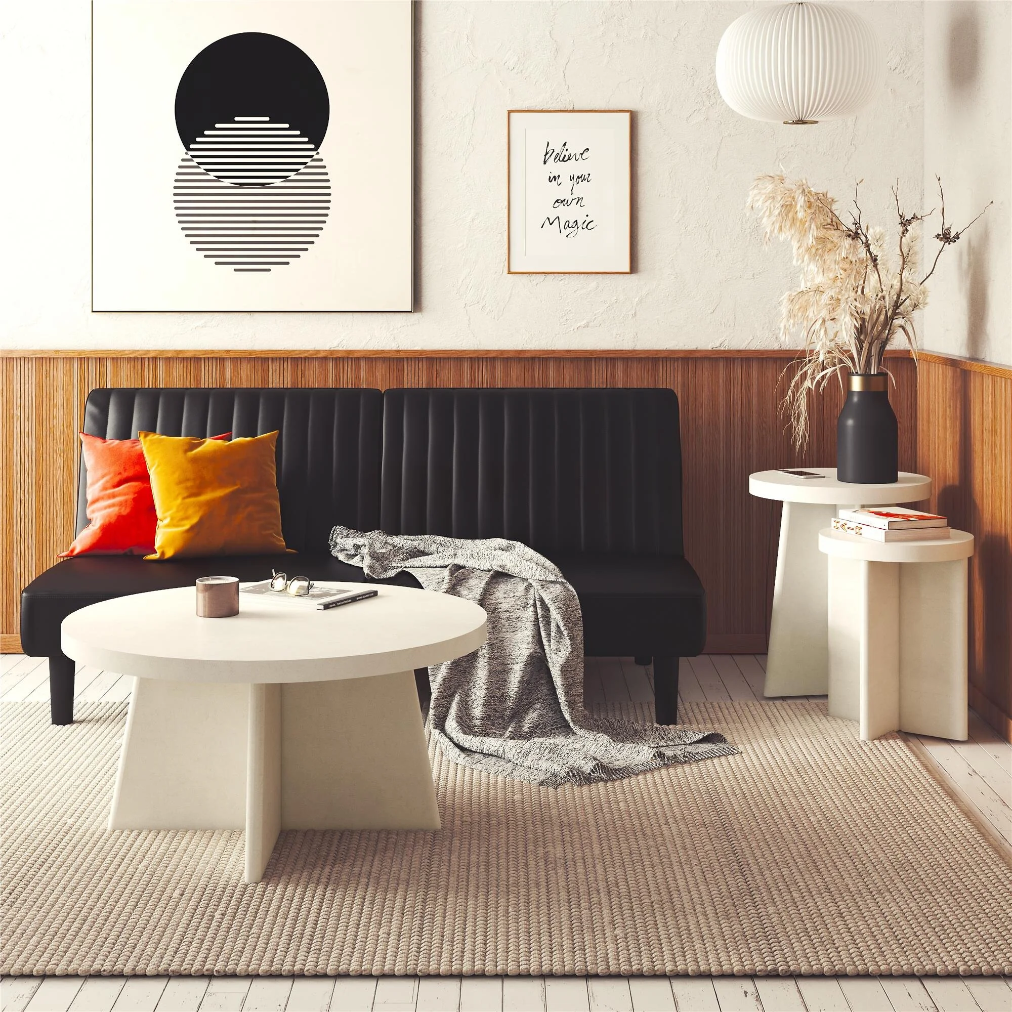 Dorel Liam Round Coffee Table Plaster view 3
