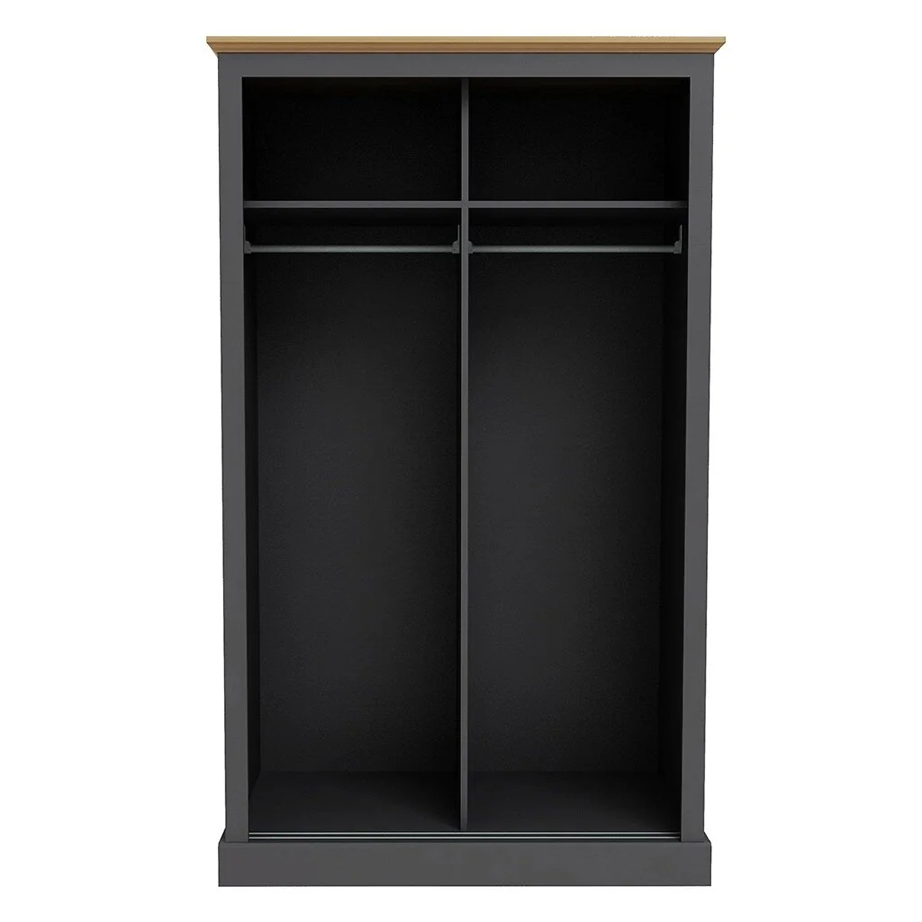 LPD Devon Charcoal & Oak 2 Door Sliding Mirrored Wardrobe view 3