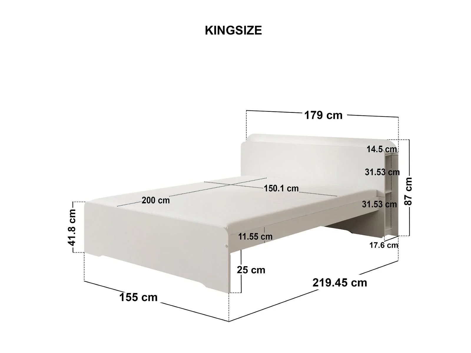 Noomi Evie Wooden Bookcase Bed with Headboard Shelves – view 10