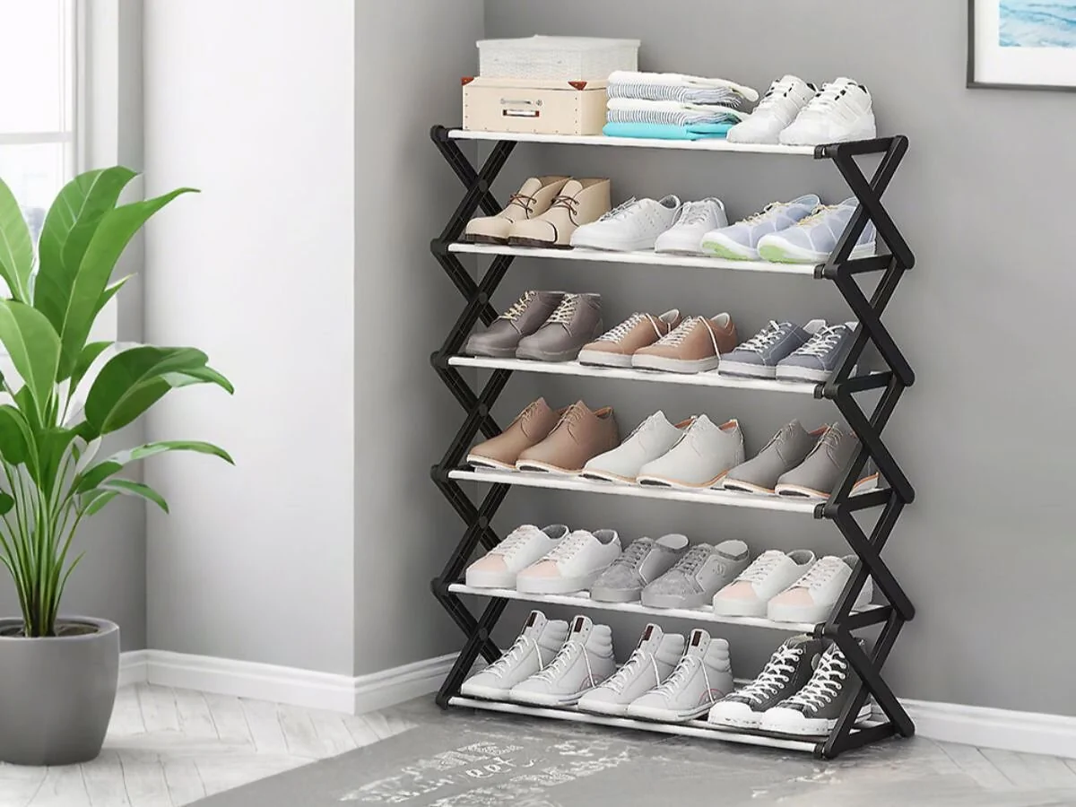 Living & Home Foldable Multi-Tier Metal Shoe Rack – view 11