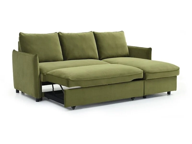 Kyoto Blaire reversible corner sofa bed with piping detail, black legs and chaise seating.