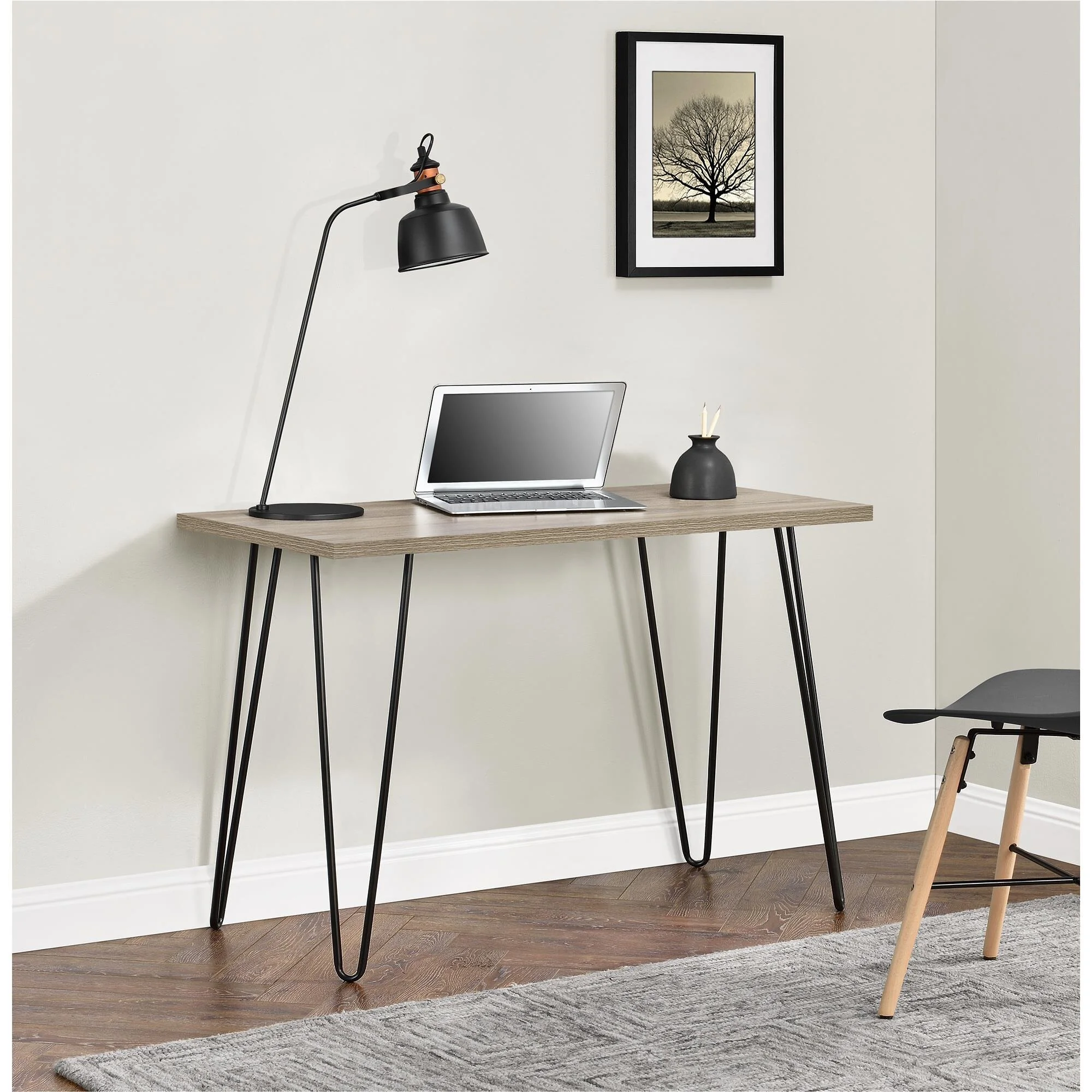 Dorel Owen Retro Office Writing Desk in Rustic Oak