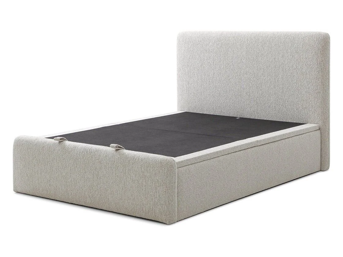 Kyoto Belle Double End-Lift Ottoman Bed Natural Woven Chenille