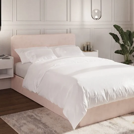 GFW Chiswick soft pink side lift ottoman storage bed with gas hydraulic lift