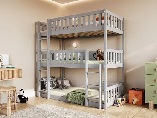 Flair Bea wooden triple bunk bed in white with three single bunks