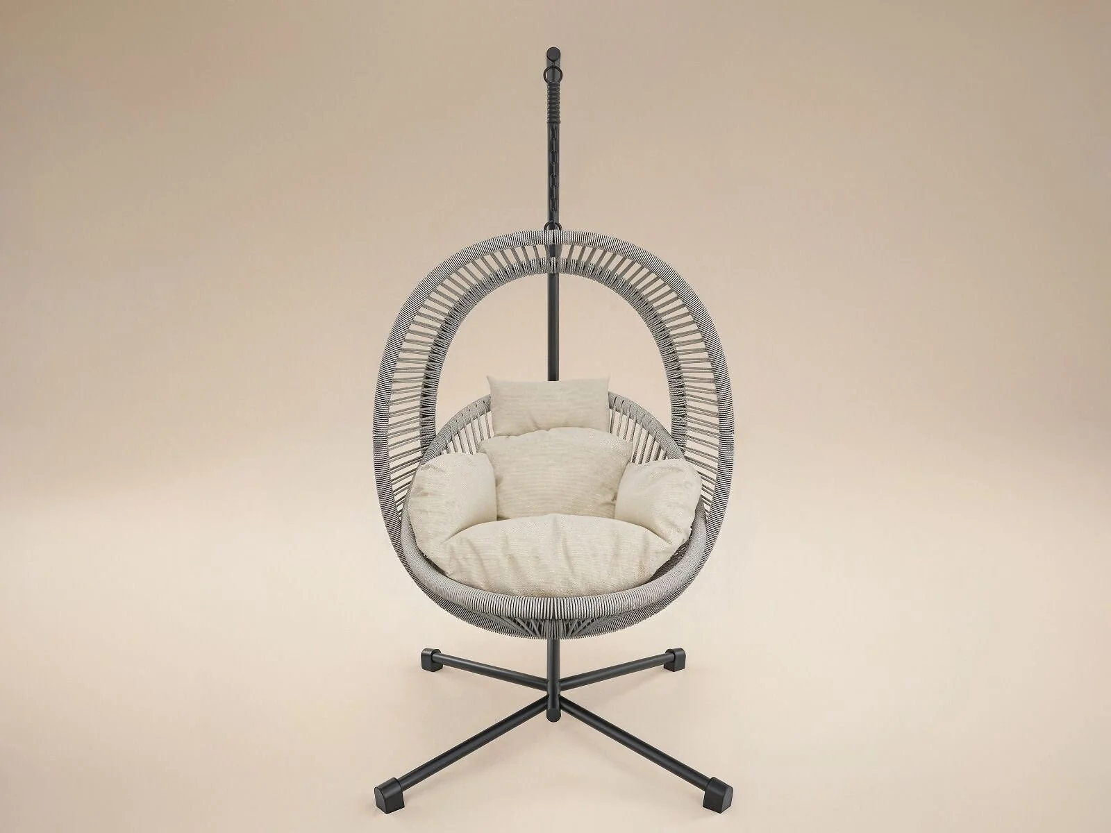 SOLACE+CO Lana light beige rattan garden egg chair - view 8