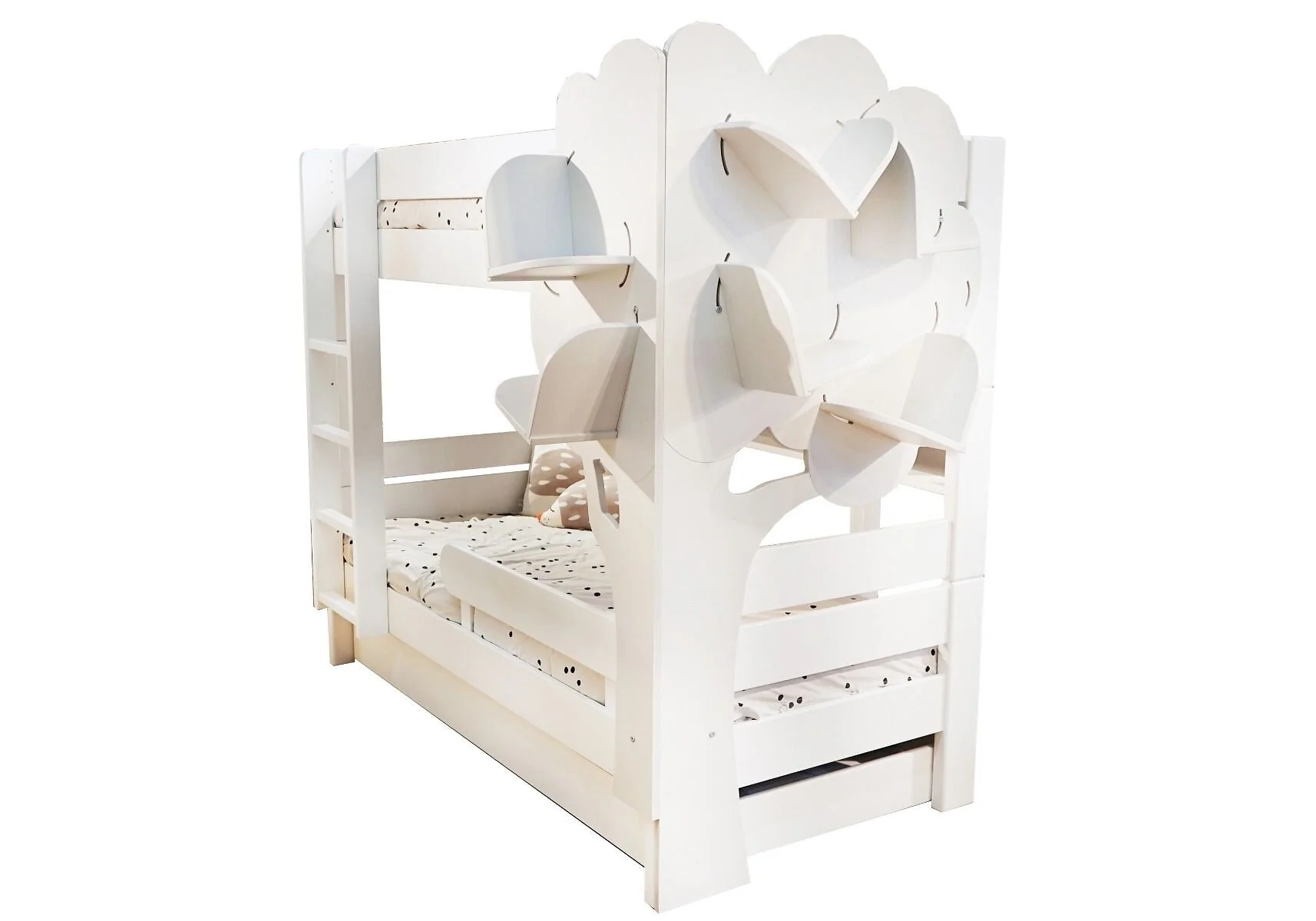 Mathy By Bols Dominique Bunk Bed with Trundle & Tree Bookcase