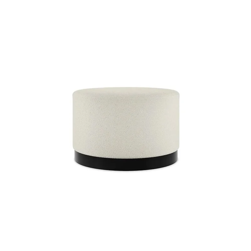 LPD Lara Pouffe Ivory Boucle / Matte Black Large