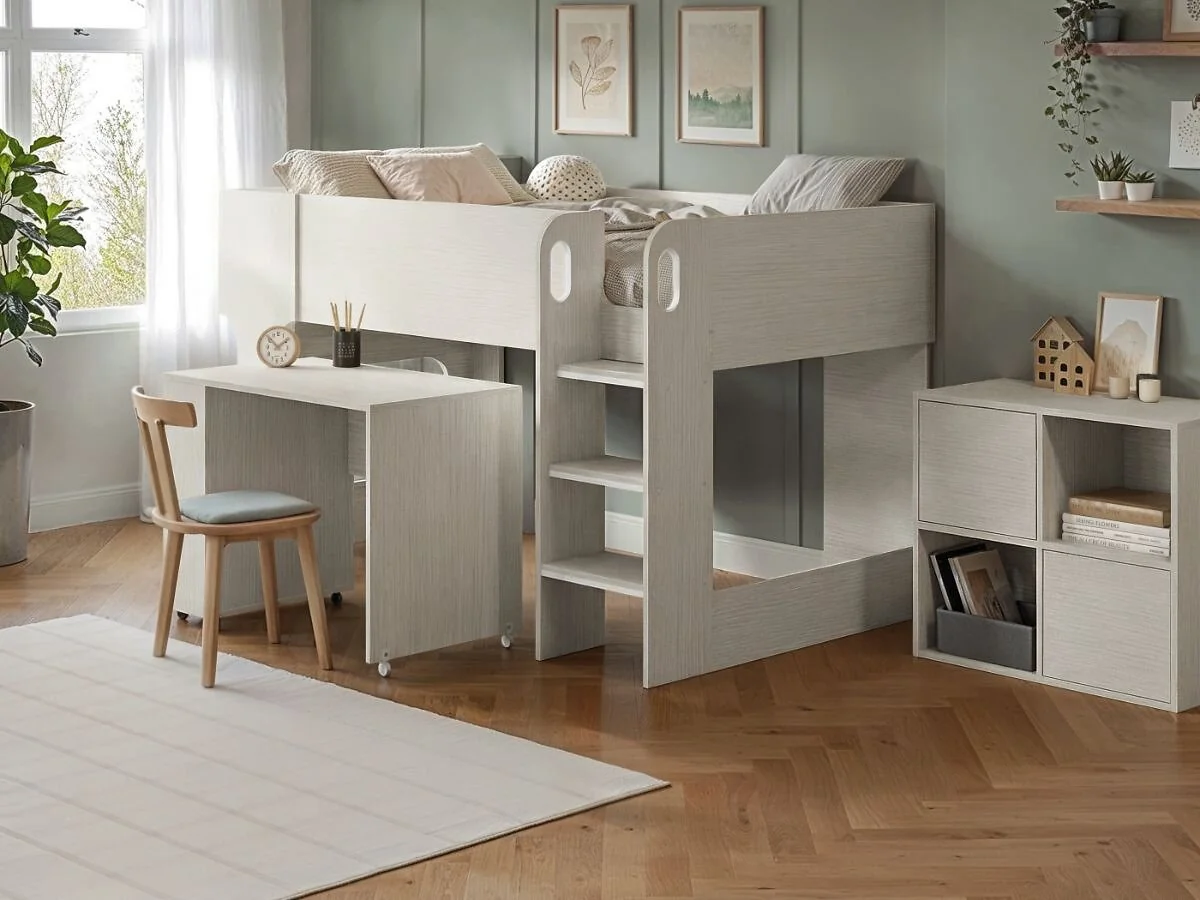 Flair Leo white oak mid sleeper with desk - view 8