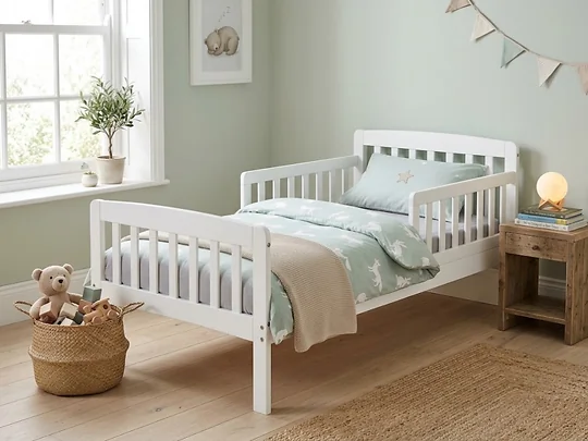 Kidsaw Jinsen Toddler Bed with Guard Rails White