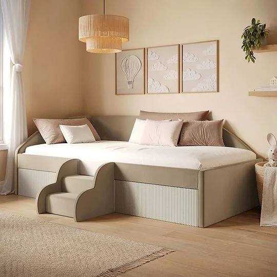 Flair Aviana velvet low sleeper bed with steps