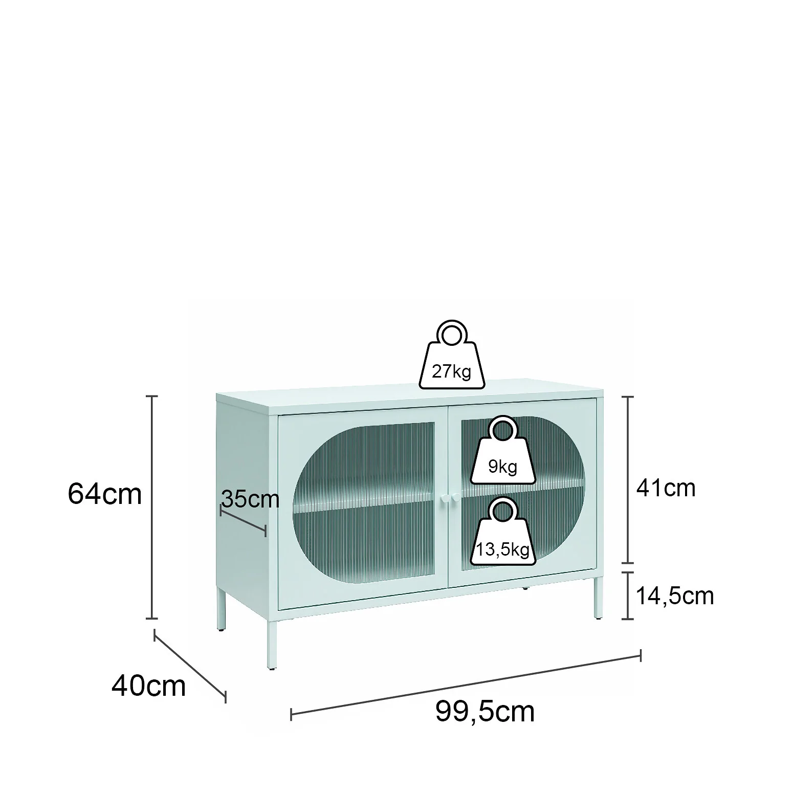 Dorel Luna W Accent Cabinet 2D FluWed Glass ParchmenW view 2
