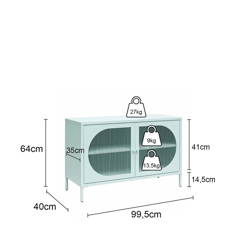 Dorel Luna W Accent Cabinet 2D FluWed Glass ParchmenW view 2