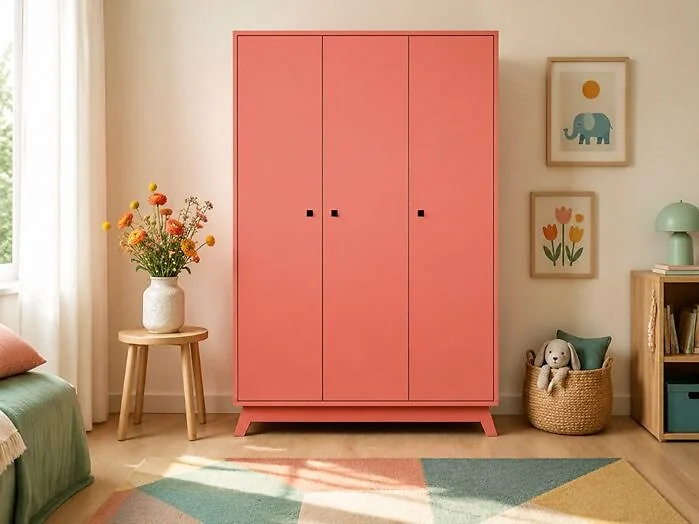 Madavin triple wardrobe with shelves and hanging rails