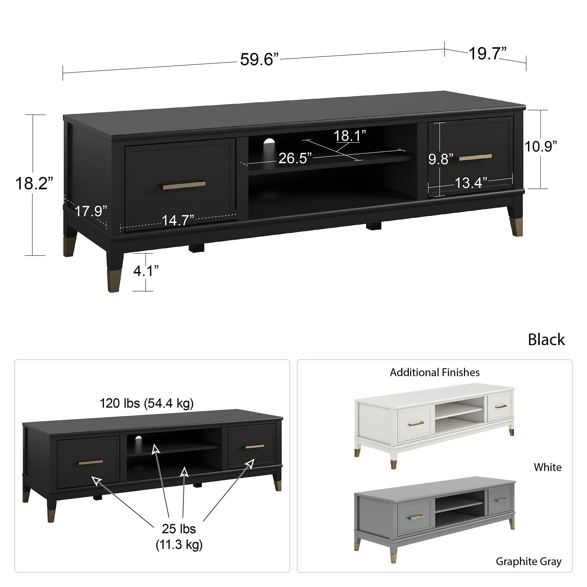 Dorel Westerleigh TV Stand 65 view 4