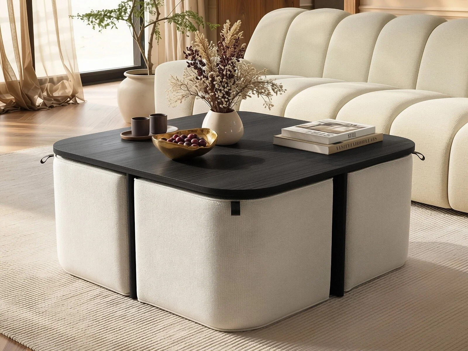 SOLACE+CO Leto Square Coffee Table & Seating Set