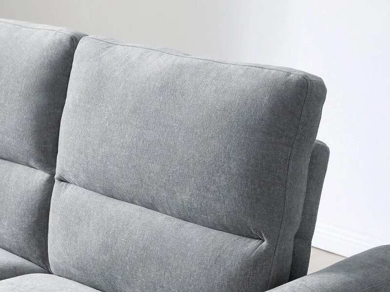 Kyoto Beckett sofa bed in Grey chenille with curved armrests and seam detailing on the backrest