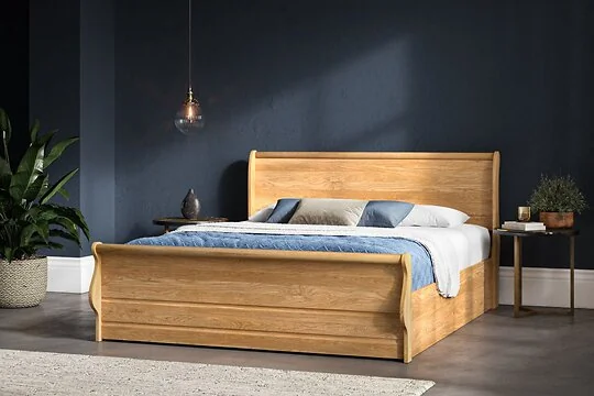 Emporia Beds Windsor Sleigh Ottoman Bed with Storage Solid Oak