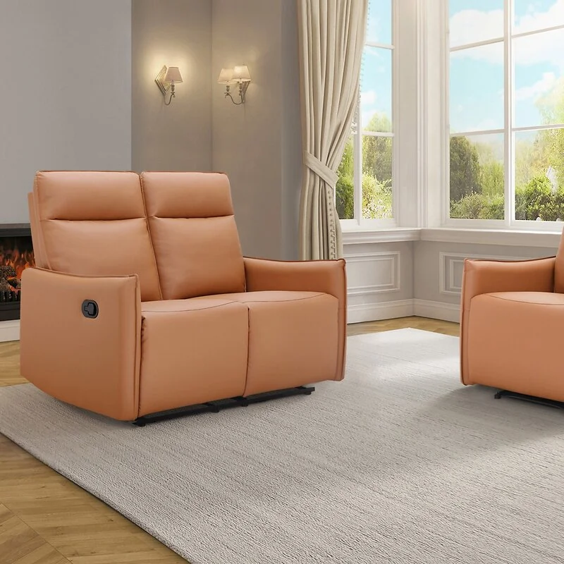 Dorel Lugo 2Seater Sofa with 2 Manel Recliner Cognac PU view 2