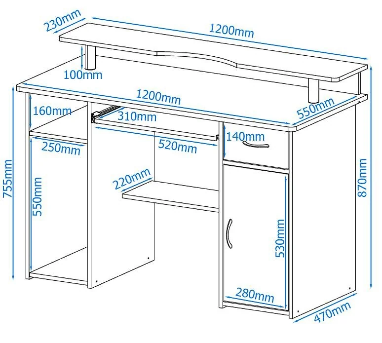 Dorel Albany Beech Desk with 1 Drawer and 1 Door in White Naturel