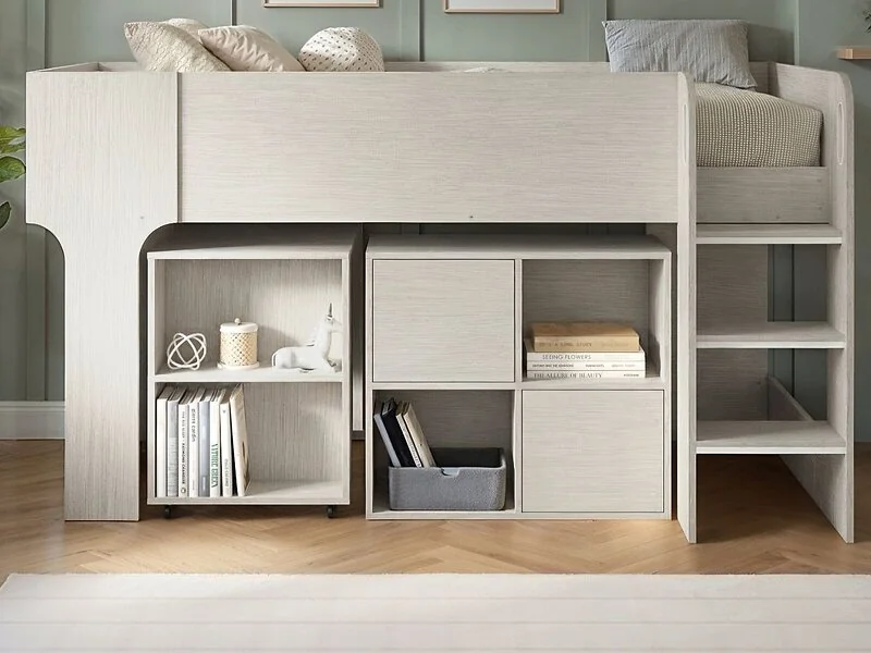 Flair Leo white oak mid sleeper with desk - view 6