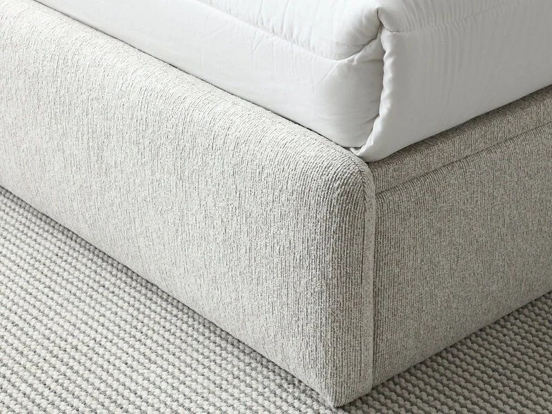 Kyoto Belle Double End-Lift Ottoman Bed Natural Woven Chenille