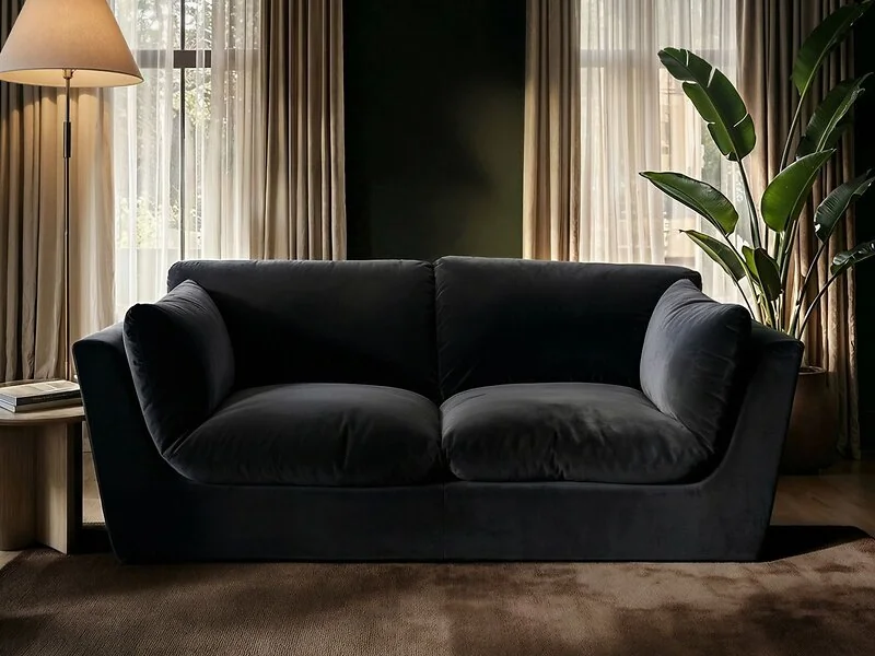 SOLACE+CO Orson 3 Seater Sofa Black Velvet