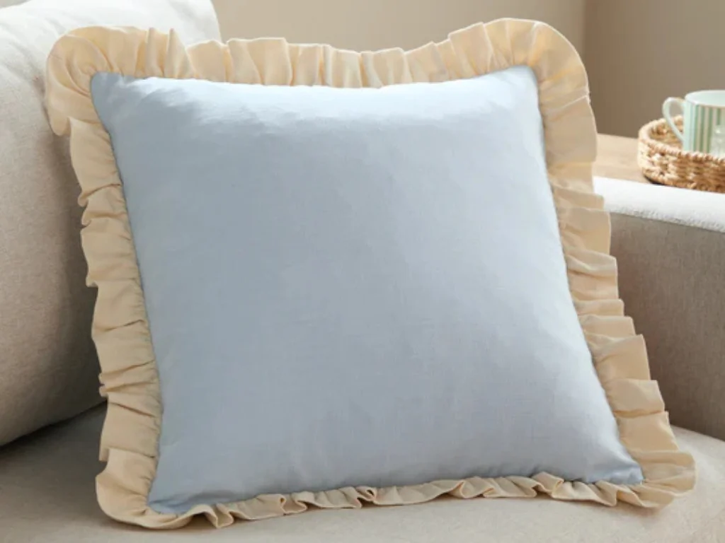 Wylder Effie Cotton Slub Ruffle Feather Cushion