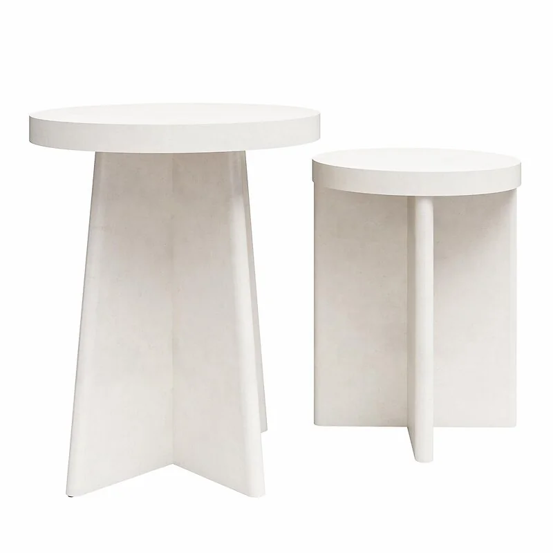 Dorel Liam Round End Tables 2pk Plaster