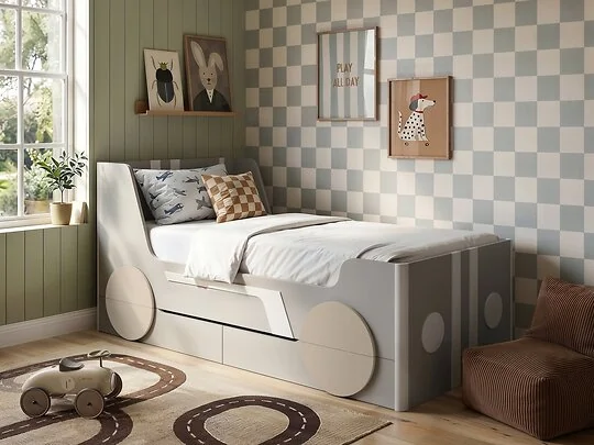 Flair Cooper grey single car bed with drawers