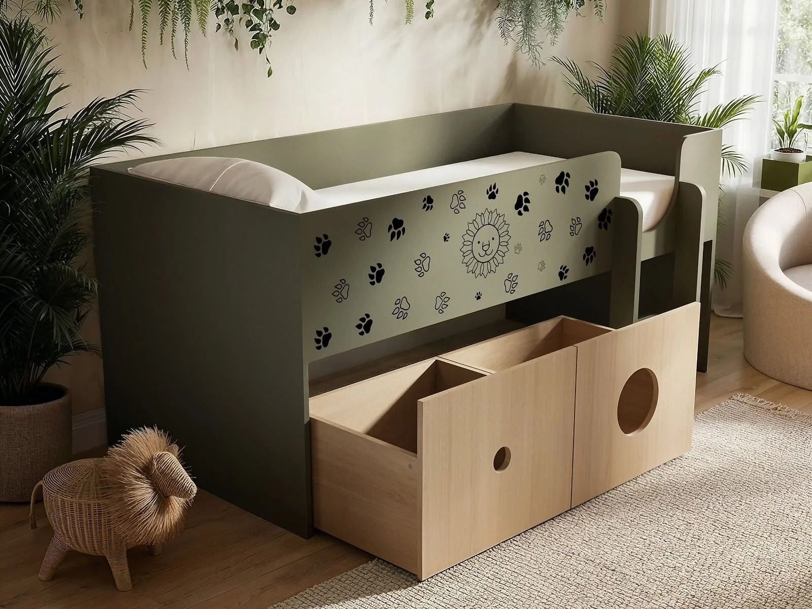 Flair Zaiden safari mid sleeper with toy box storage - view 6