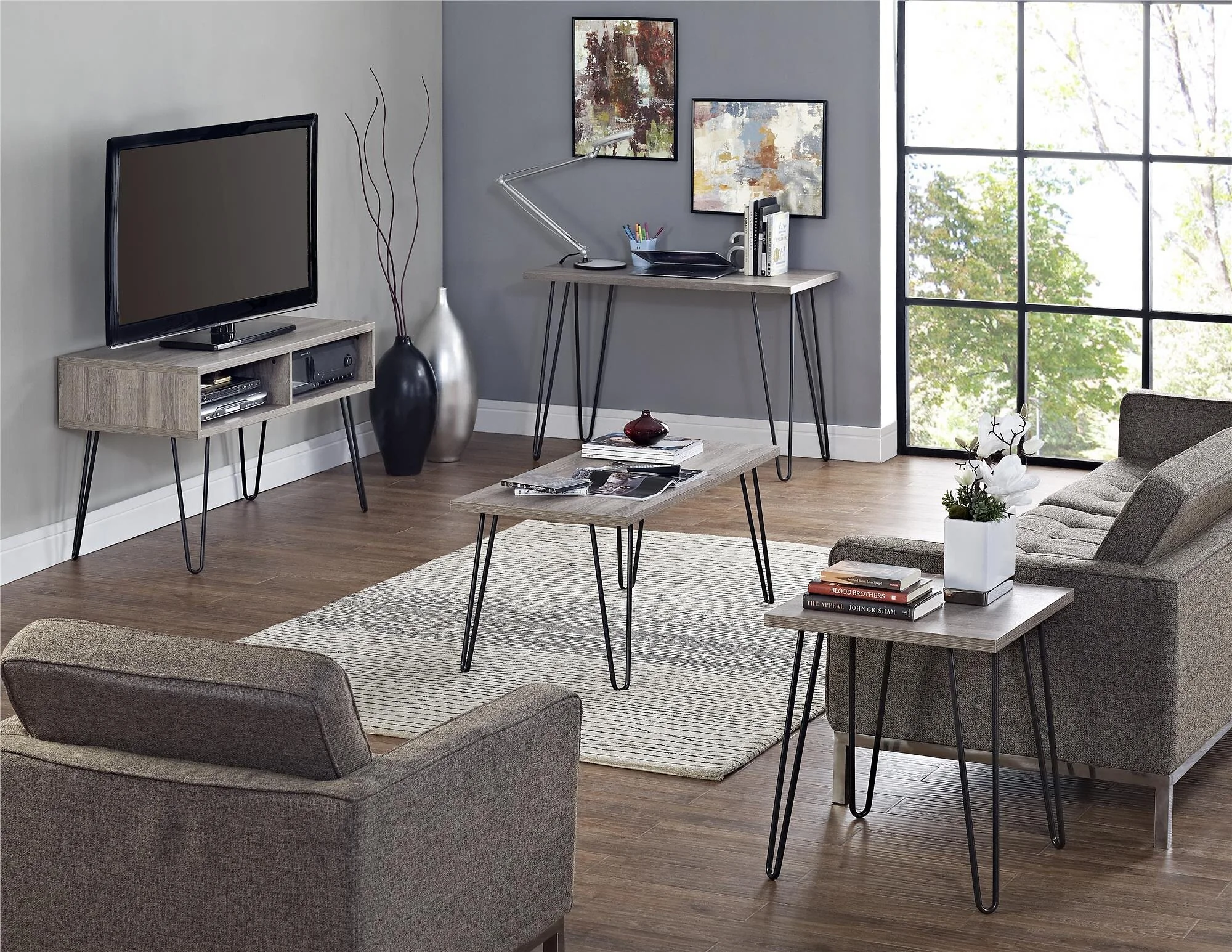 Dorel Owen End Side Table Rustic Oak Look