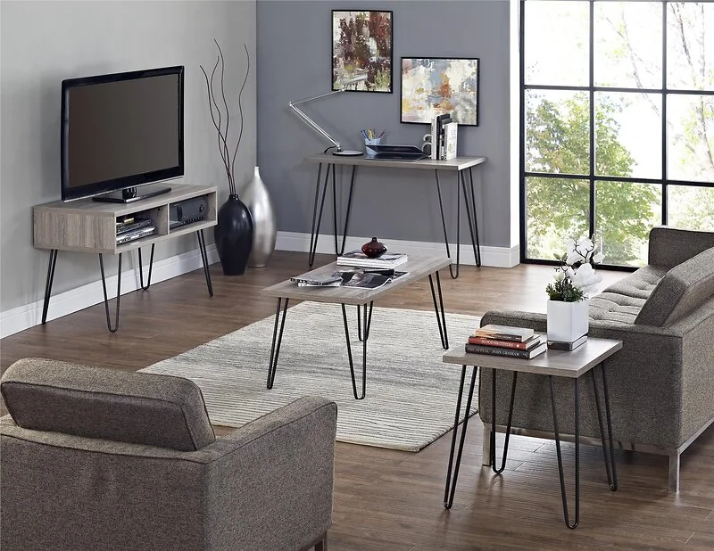 Dorel Owen End Side Table Rustic Oak Look