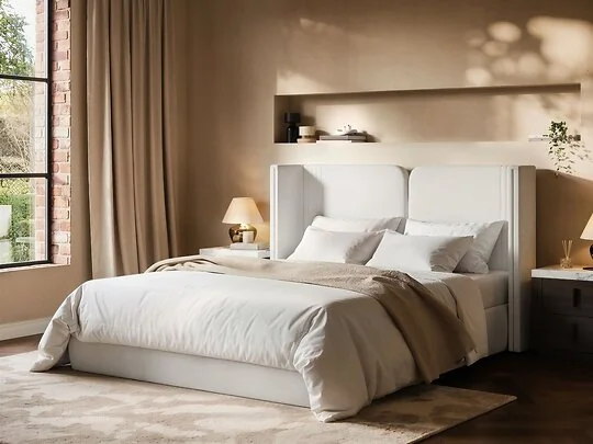 SOLACE+CO Lumen LED winged headboard ottoman bed