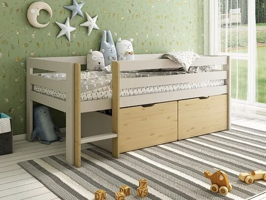 Kids cabin bed with reversible ladder