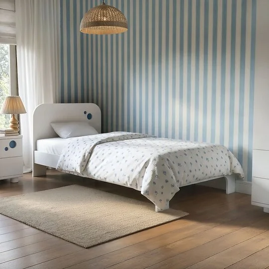 Flair Livana white and blue single bed