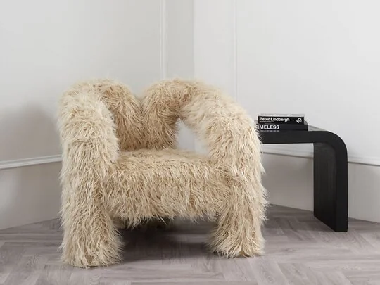 LPD Freyja faux Mongolian fur accent chair