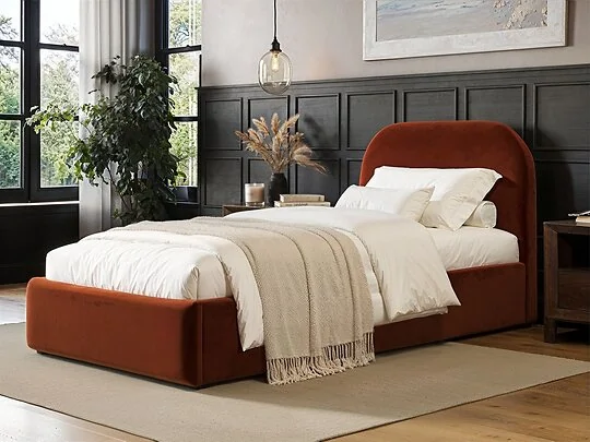 Flair Alba single ottoman bed with curved headboard