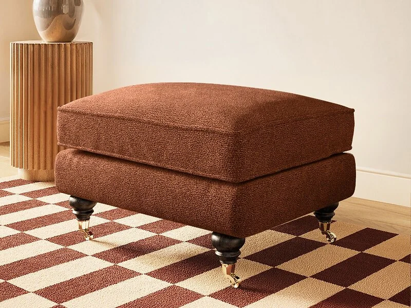 SOLACE+CO Addison orange chenille loveseat and footstool - view 4