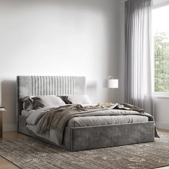 Flair Silver Velvet Sonar Ottoman Bed