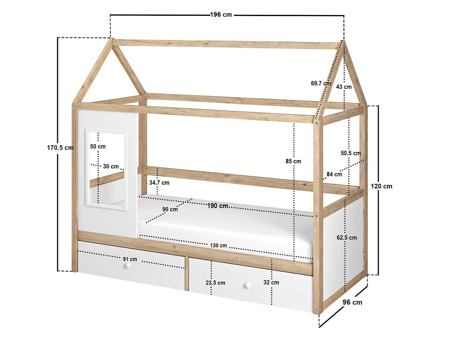 Flair Ted playhouse wooden bed with storage - view 6