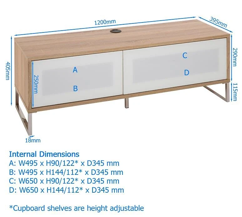 Alphason Helium TV Stand with 1 Door and 1 Flap in White