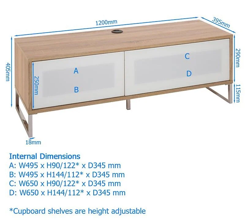 Alphason Helium TV Stand with 1 Door and 1 Flap in White