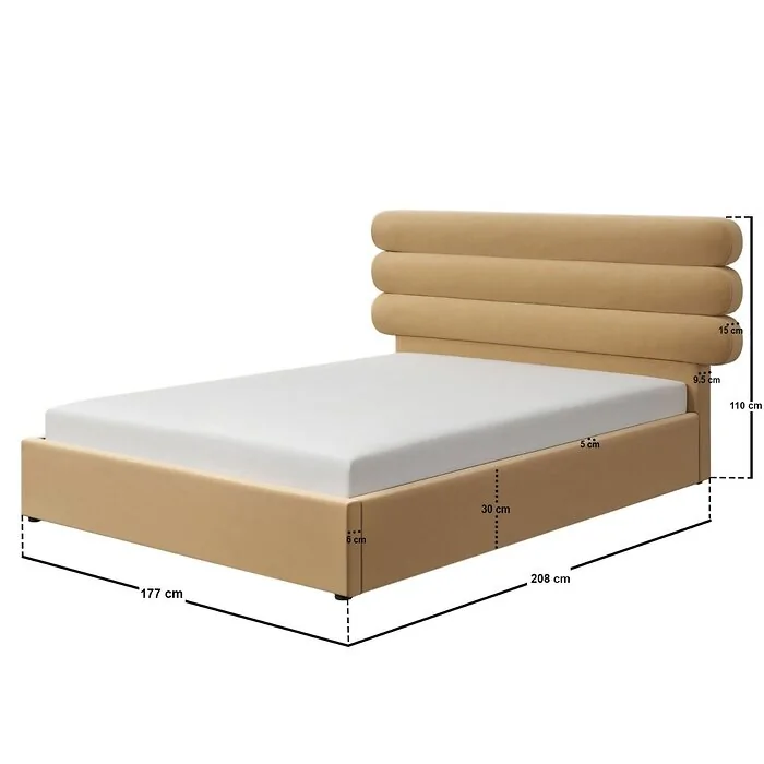 Dimensions diagram: SOLACE+CO Atlas Ottoman Bed Sand Velvet