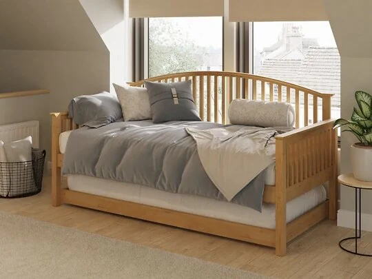 GFW Madrid Single Wooden Day Bed in oak finish